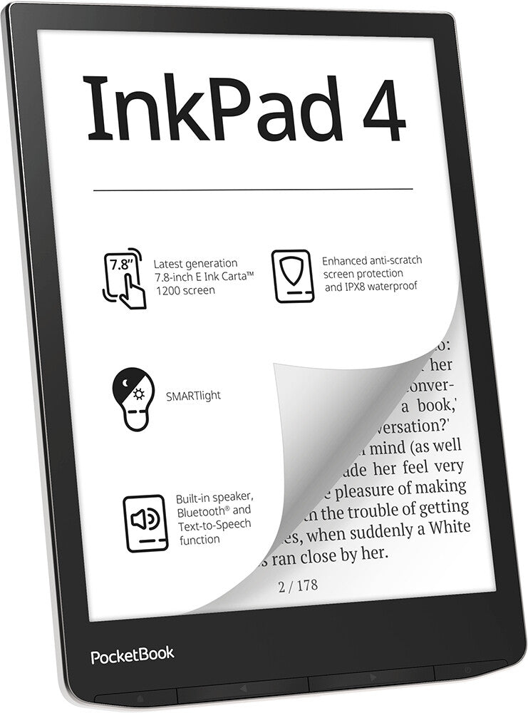 PocketBook InkPad 4 e-bog-læser Berøringsskærm 32 GB Wi-Fi Sort, Sølv