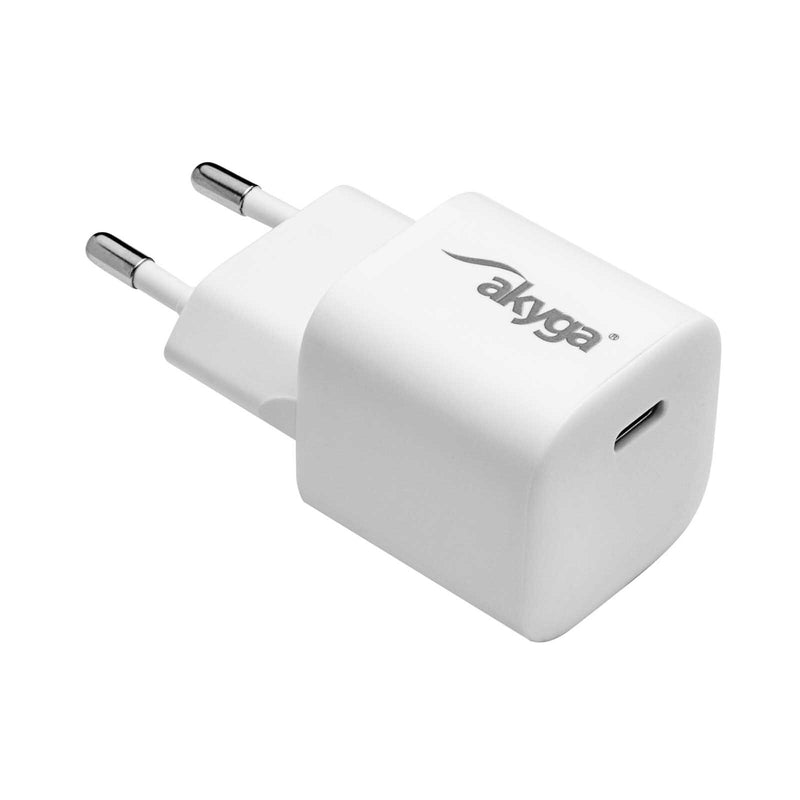 Akyga AK-CH-22 USB-Ladegerät 25 W Ausgangsstrom max. 3 A USB-C Universel, Tablet, Telefon, SmartWatch, Mobiltelefon Hvid Vekselstrøm Hurtig opladning Automatisk