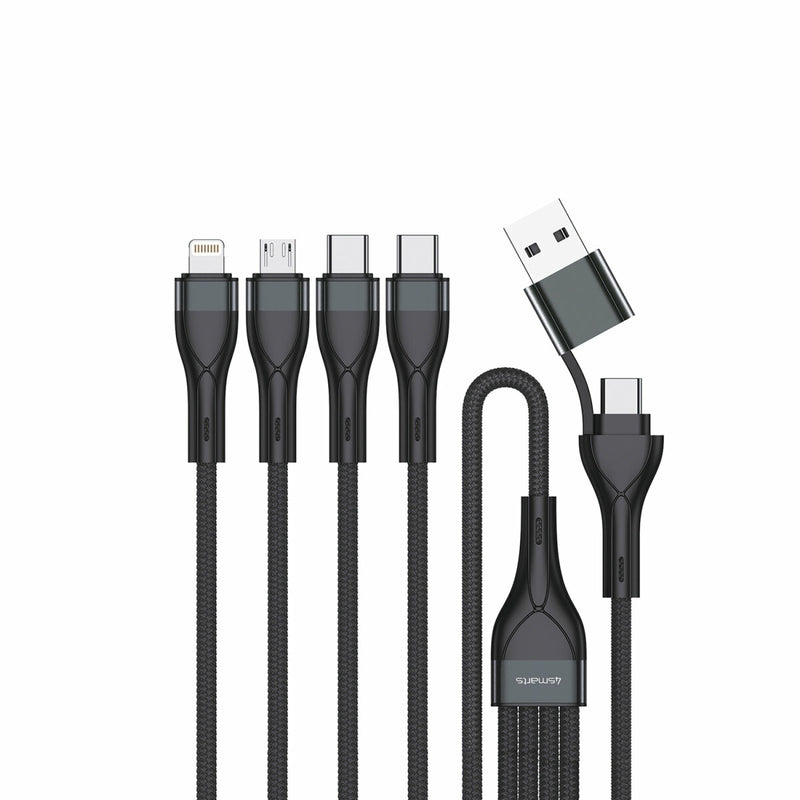 4smarts 541023 USB-kabel 1,2 m USB A/USB C USB C/Micro USB-A/Lightning 15 W Sort