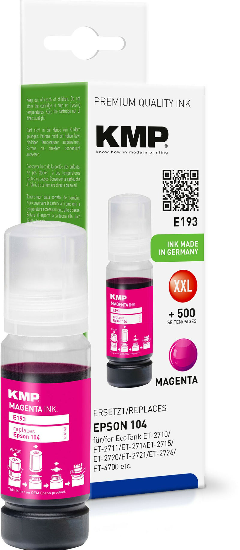 KMP E193 blækpatron 1 stk Kompatibel Magenta
