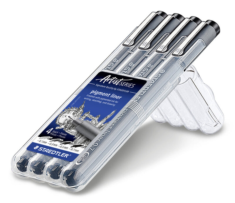 Staedtler pigment liner 308 fineliner Sort 4 stk