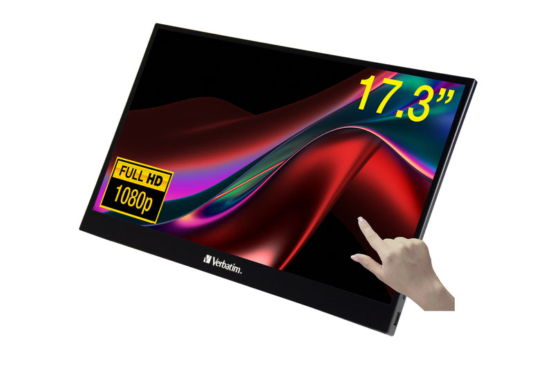 Verbatim 49593 computerskærm 43,9 cm (17.3") 1920 x 1080 pixel Fuld HD LCD Berøringsskærm Sort