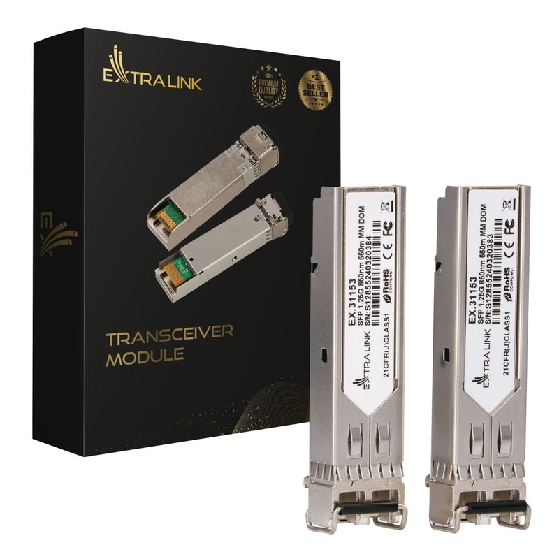 Extralink SFP 1.25G 2-pack | Moduł SFP | 1,25Gbps, LC/UPC, 850nm, 550m, multi mode, DOM (EX.31153) modul til netværksmodtager