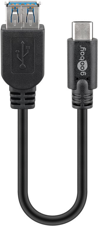 Goobay 67894 USB-kabel USB 3.2 Gen 1 (3.1 Gen 1) 0,2 m USB C USB A 5 Gbit/sek. 15 W Sort