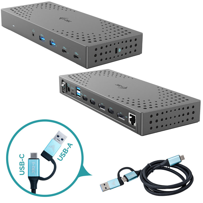i-tec CATRIPLE4KDOCKPD2 dockingstation Ledningsført USB 3.2 Gen 2 (3.1 Gen 2) Type-C Grå