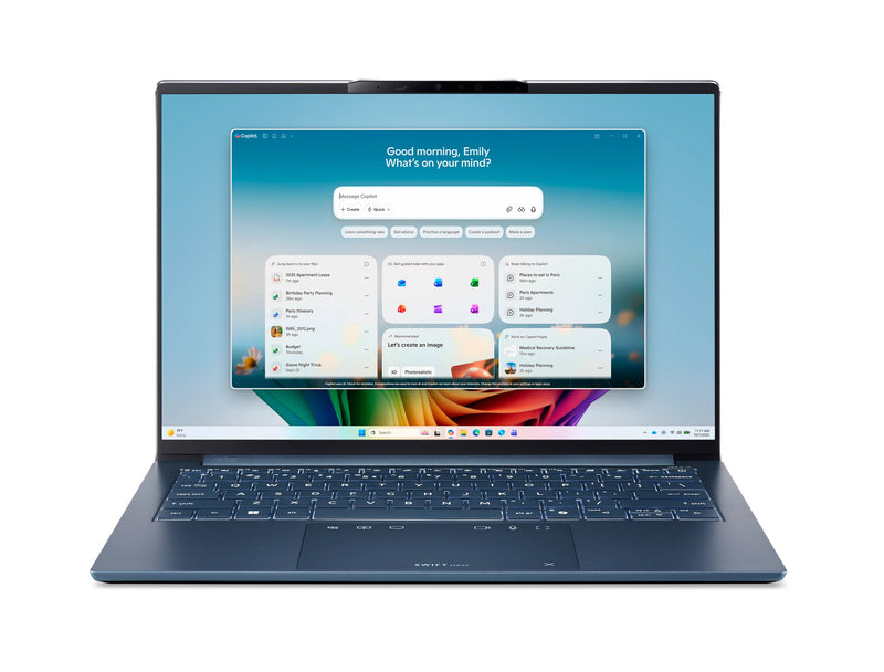 Acer Swift Go 14 AI Intel NX.JZSEG.00D laptop Copilot+ PC Intel Core Ultra 9 386H 35,6 cm (14") WUXGA 16 GB LPDDR5x-SDRAM 512 GB SSD Wi-Fi 7 (802.11be) Windows 11 Home Blå QWERTY US International