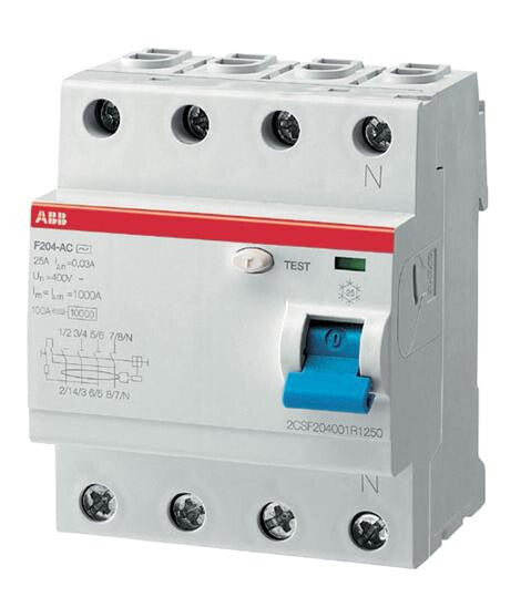 ABB F204 A-63/0,03 kredsløbsafbryder Reststrøm enhed Type A 4
