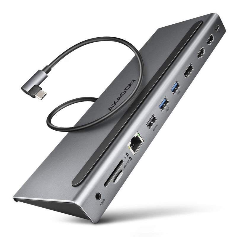 Axagon HMC-4KX3 dockingstation Ledningsført USB 3.2 Gen 1 (3.1 Gen 1) Type-C Grå