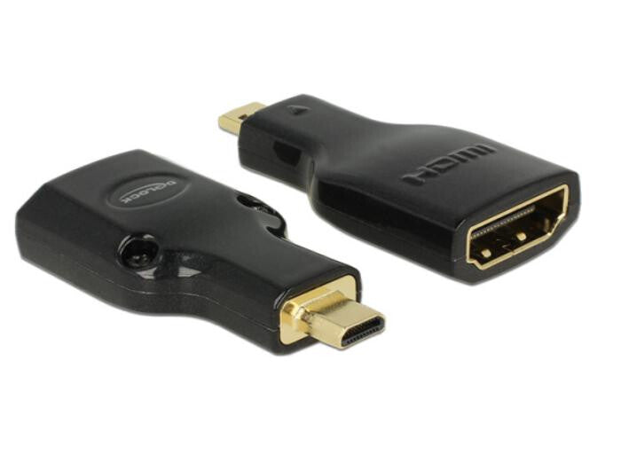 DeLOCK HDMI Micro-D/HDMI-A, M/F, 4K Micro-HDMI Sort