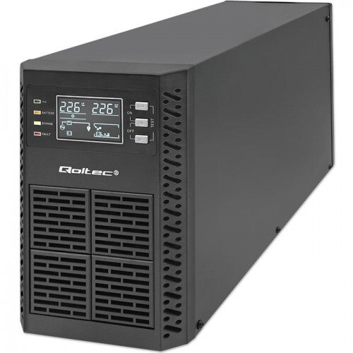 Qoltec 52281 UPS-enhed Dobbeltkonvertering (online) 2 kVA 2000 W 3 AC stikkontakt(er)