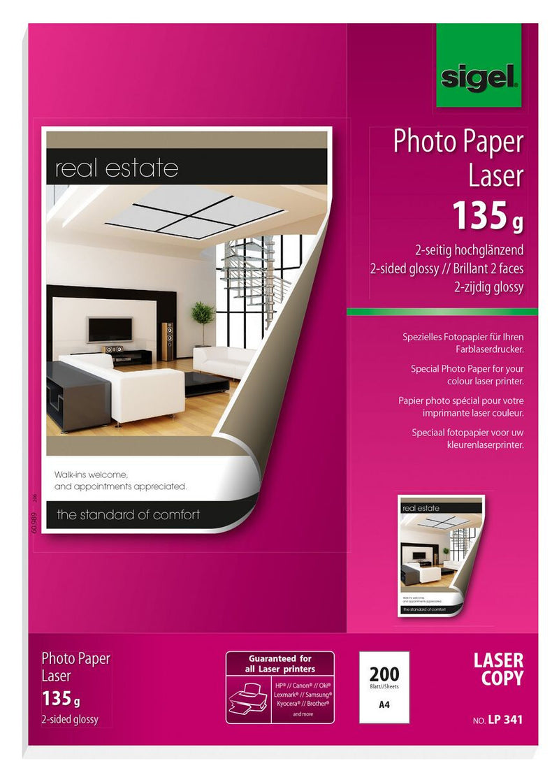 Sigel LP341 printpapir A4 (210x297 mm) Glans 200 ark Hvid