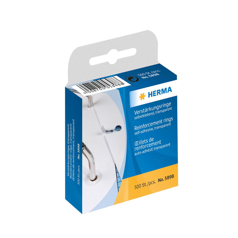 HERMA Reinforcement rings self-adhesive ø 12 transparent 500 pcs. selvklæbende etiket 500 stk