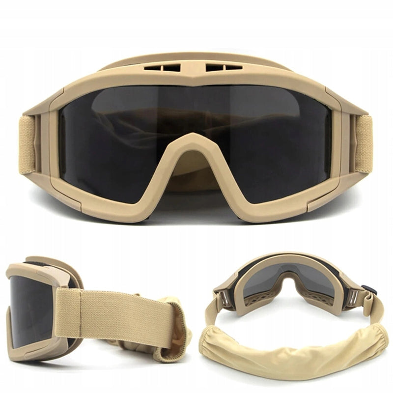Extralink MILITARY Akiniai TAKTYCZNE GOGLE WOJSKOWE OCHRONNE ASG STRZELECKIE AIRSOFT MIL-678 Sikkerhedsbriller Polykarbonat (PC), Gummi Oliven