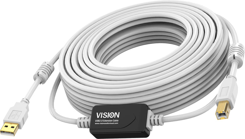 Vision Hvidt USB 2.0-kabel 15m
