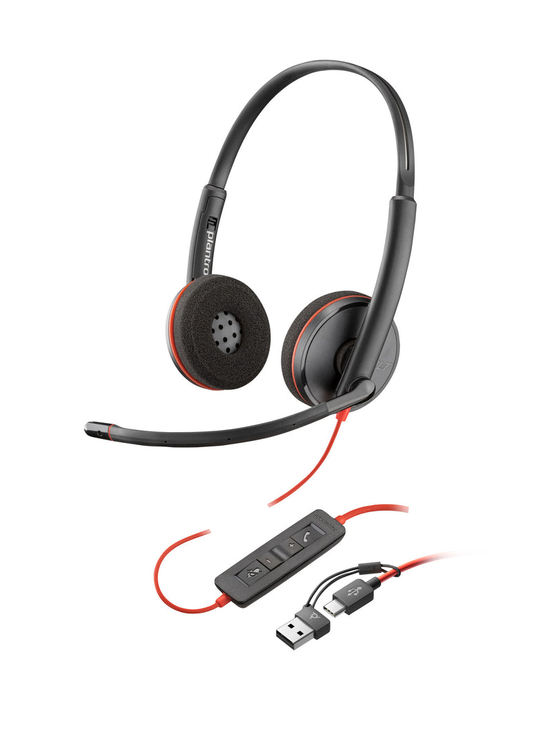 HP Poly Blackwire 3225 USB-C-stereoheadset + 3,5 mm stik +USB-C/A-adapter (bulk)