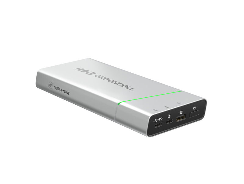 Green Cell PBPLGC20P powerbank Lithium-Ion (Li-Ion) 20800 mAh Aluminium, Sort, Grøn, Lys grå, Sølv