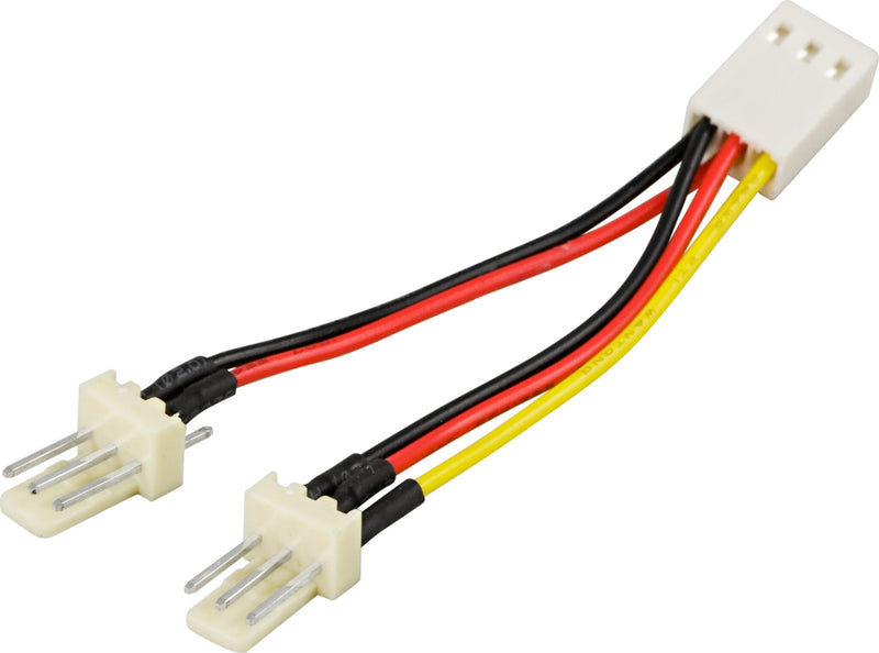 Deltaco Adapterkabel til 3-pins blæser, Y-kabel 2-1