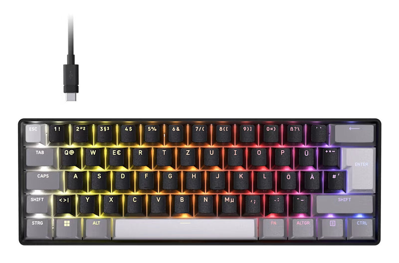 Corsair CLIPPER PRO MINI 60 Hall Effect tastatur Spil USB QWERTZ Tysk Sort