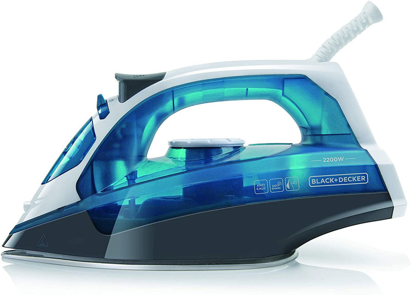 Black & Decker BXIR2200E strygejern Dampstrygejern Rustfri strygesål 2200 W Sort, Blå, Hvid