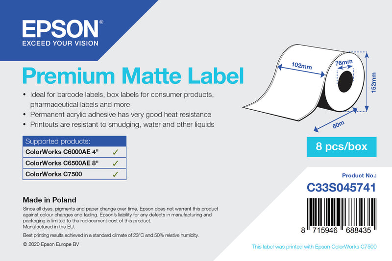 Epson C33S045741 print etiket Selvklæbende printeretiket
