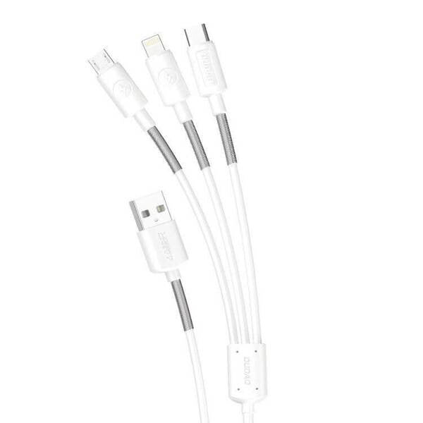 DUDAO L8s Upgrade 3in1 USB cable USB-kabel 1,2 m USB A USB C/Micro USB-A/Lightning Hvid