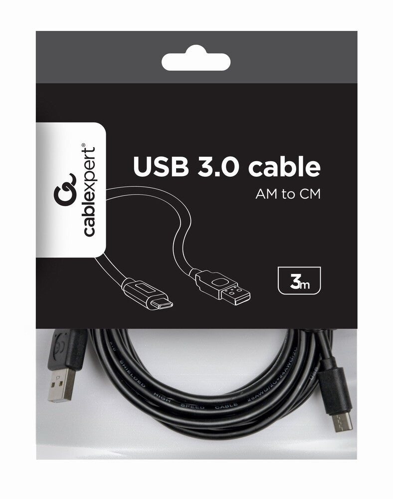 Gembird CCP-USB2-AMCM-10 USB-kabel USB 2.0 3 m USB A USB C 0,48 Gbit/sek. Sort