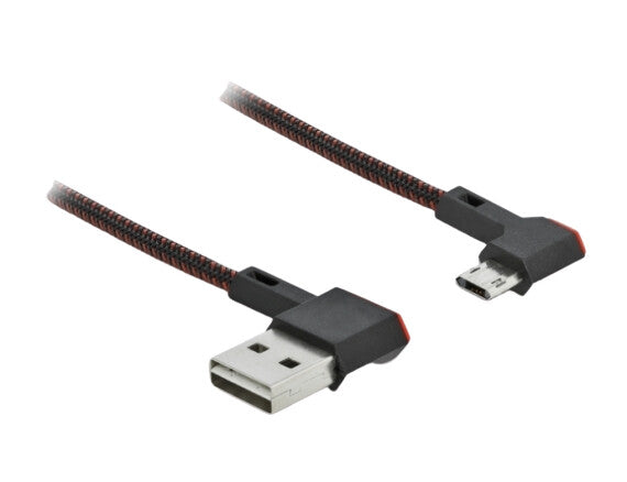 DeLOCK USB2 Kabel A-MicroB gewinkelt, 2m USB-kabel USB 2.0 USB A Micro-USB B Sort