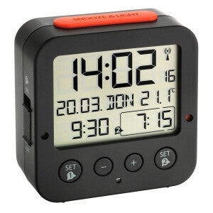 TFA-Dostmann 60.2528.01 vækkeur Digital alarmur Sort