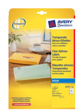 Avery J4721-25 print etiket Transparent