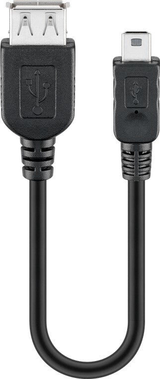 Goobay 95006 USB-kabel USB 2.0 0,2 m USB A Mini-USB B Sort