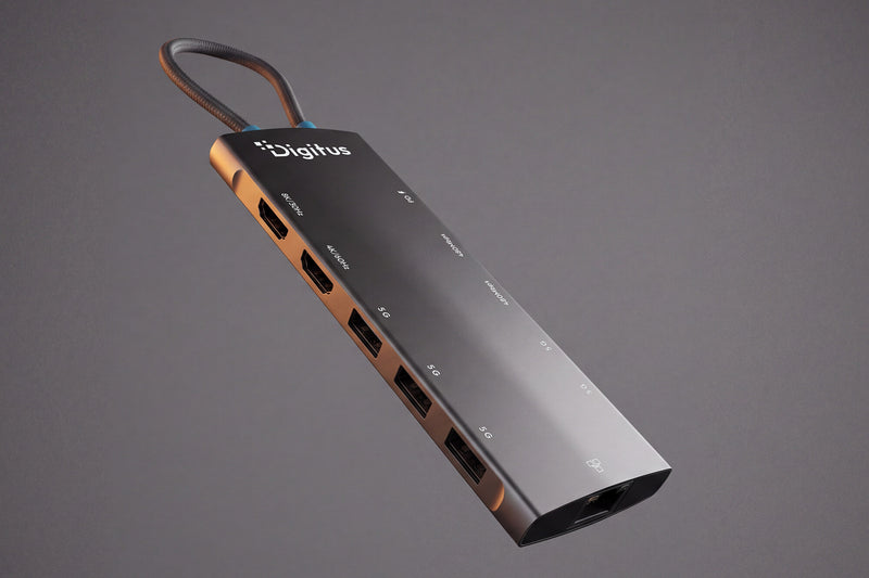 Digitus USB-C Docking Station, 11-Port mobil dockingstation Tablet/smartphone/laptop Grå