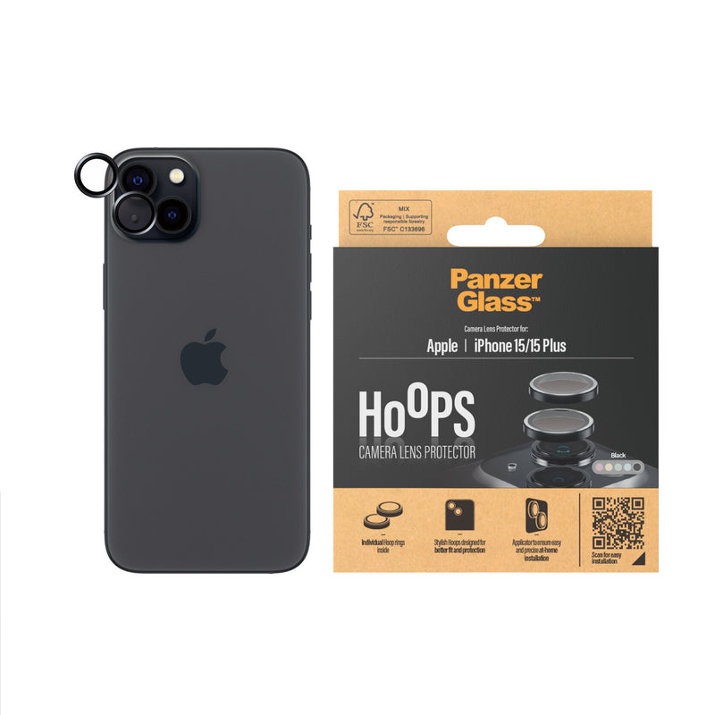 PanzerGlass ® Hoops® Kameralinsebeskytter Sort iPhone 15 | 15 Plus