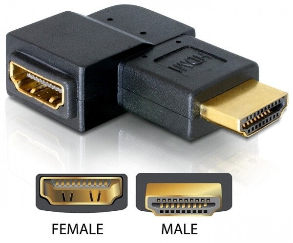 DeLOCK Adapter HDMI male > HDMI female 90° right HDMI 1.3 Sort