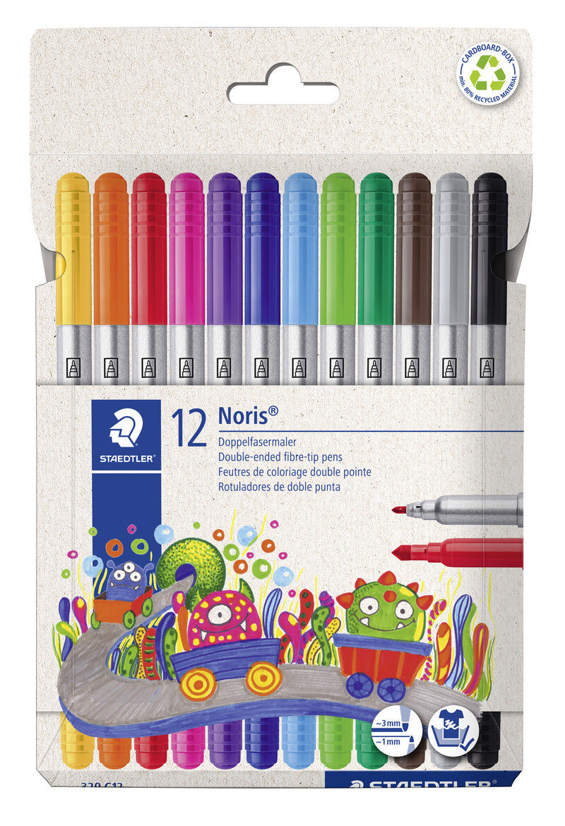 Staedtler 320 C12 filtpen Fin/medium Sort, Blå, Brun, Grøn, Grå, Lyse Blå, Lys grå, Orange, Lyserød, Rød, Violet, Gul