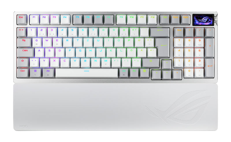 ASUS ROG Azoth 96 HE tastatur Spil USB + RF Wireless + Bluetooth QWERTZ Tysk Hvid