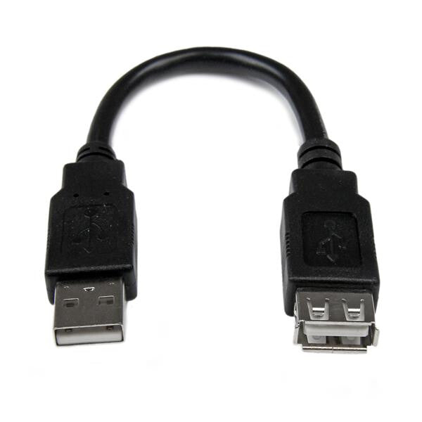 StarTech.com USBEXTAA6IN USB-kabel USB 2.0 0,152 m USB A 0,48 Gbit/sek. Sort