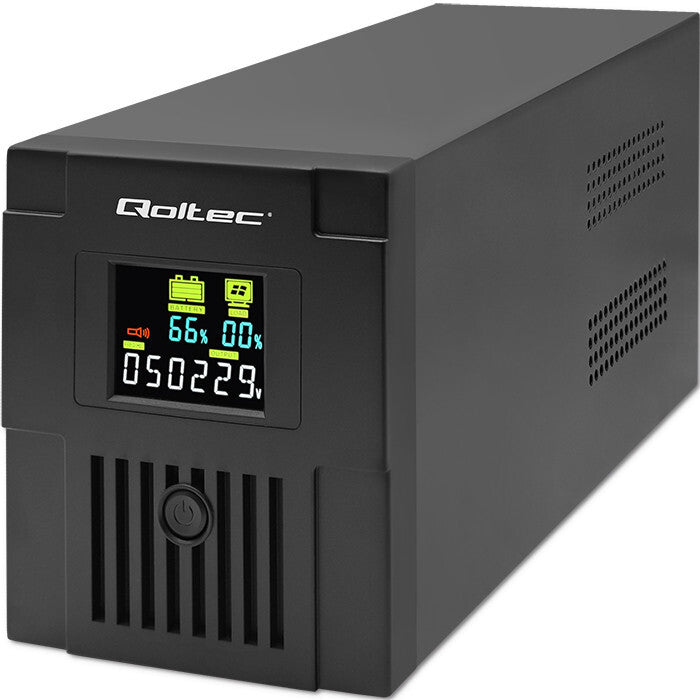 Qoltec 53770 UPS-enhed Interaktivt indgangsstik 1,5 kVA 900 W 2 AC stikkontakt(er)