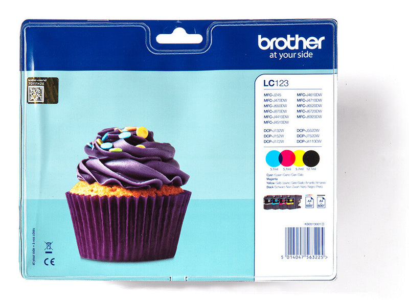 Brother LC-123VALBP blækpatron 4 stk Original Sort, Blå, Magenta, Gul