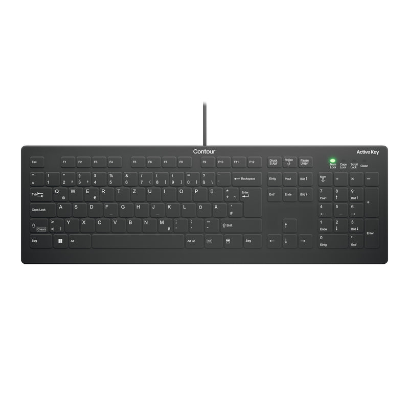 Contour Design Active Key AK-C8112 tastatur Medicinsk USB QWERTZ Tysk Sort
