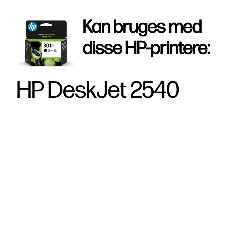 HP Original 301XL-blækpatron med høj kapacitet, sort