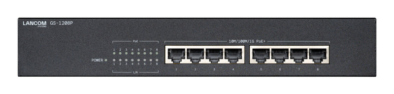 GS-1208P Ikke administreret Gigabit Ethernet (10/100/1000) Strøm over Ethernet (PoE) 1U Sort