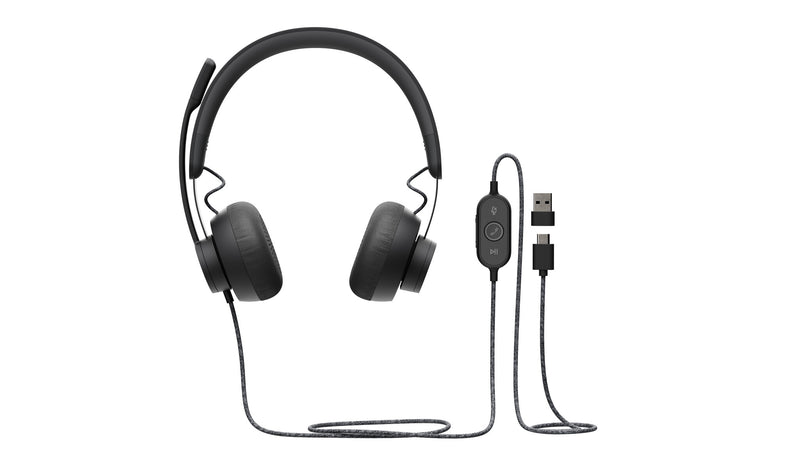 Logitech Zone Wired UC Headset Ledningsført Opkald/musik USB Type-C Grafit