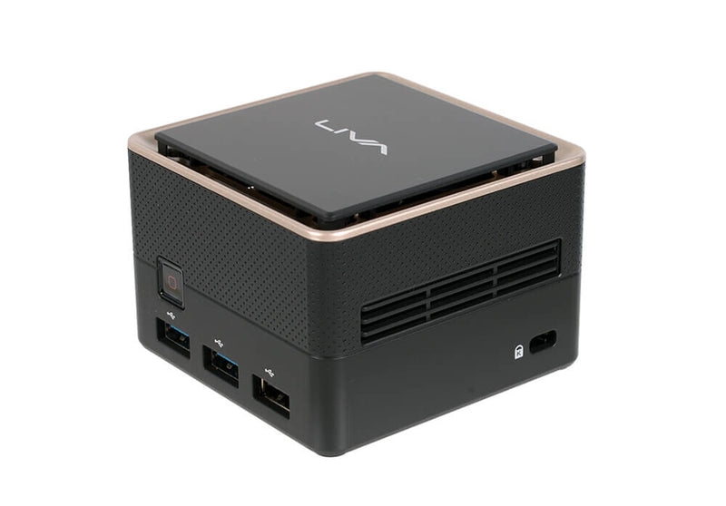 ECS LIVA Q3 Plus AMD Ryzen Embedded V1000 V1605B 8 GB DDR4-SDRAM 128 GB eMMC Mini PC Sort
