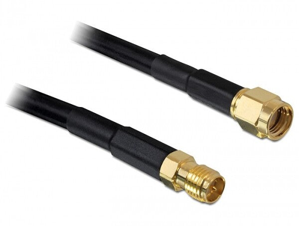 DeLOCK 10m RP-SMA koaxial kabel CFD200 Sort