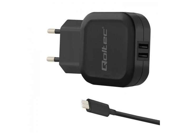 Qoltec 50188 oplader til mobil enhed Laptop, Smartphone, SmartWatch, Tablet, Telefon, Universel Sort Vekselstrøm, DC Indendørs
