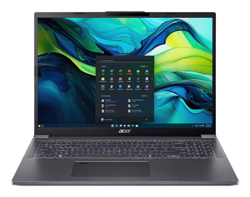 Acer Aspire 16 A16-71M-77HE Intel Core Ultra 7 155H Laptop 40,6 cm (16") WUXGA+ 16 GB LPDDR5x-SDRAM 512 GB SSD Wi-Fi 6 (802.11ax) Windows 11 Home Grå