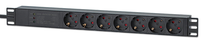 Intellinet 715140 strømforsyningsenhed (PDU) 7 AC stikkontakt(er) 1U Sort
