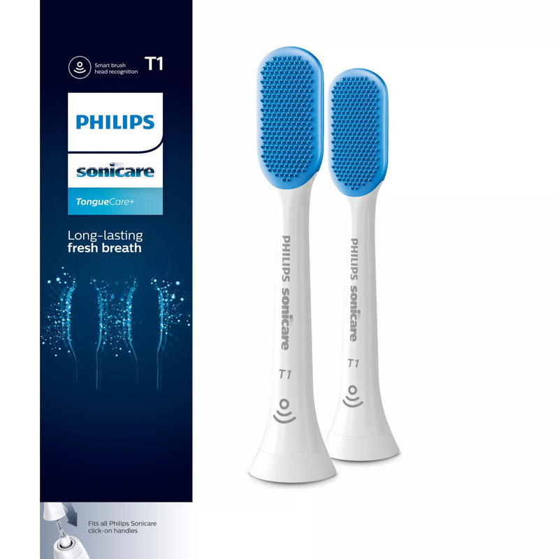 Philips Sonicare TongueCare+ HX8072/01 børstehoved til elektrisk tandbørste 2 stk Blå, Hvid