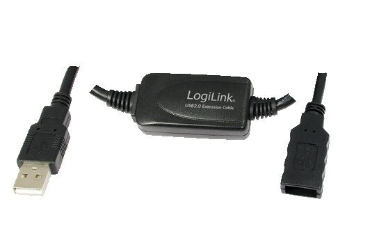 LogiLink 20M USB 2.0 - USB 2.0 M/F USB-kabel USB A Sort