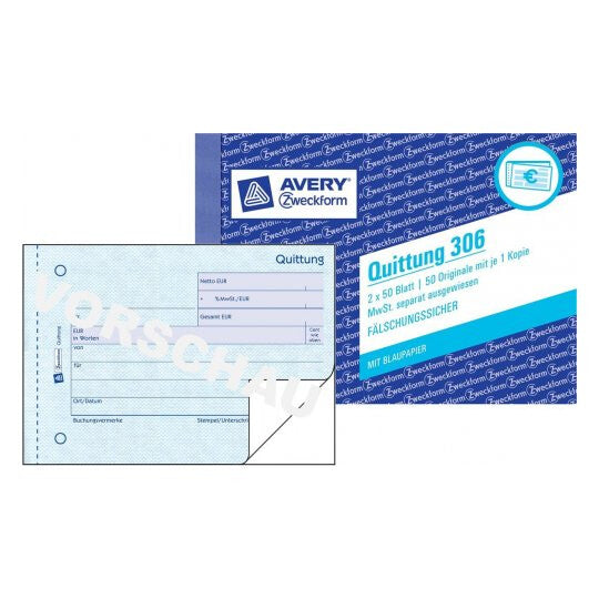 Avery 306 billet og billetrulle 100 stk